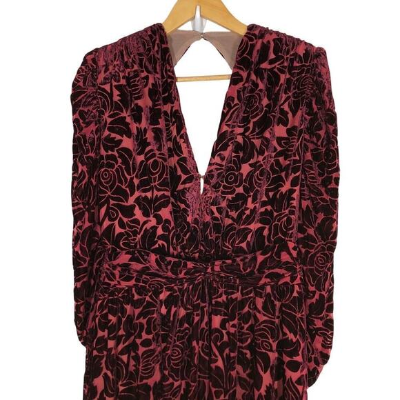 Bronx and Banco Velvet Gown Floral  Open Back Maxi XL - Picture 7 of 14